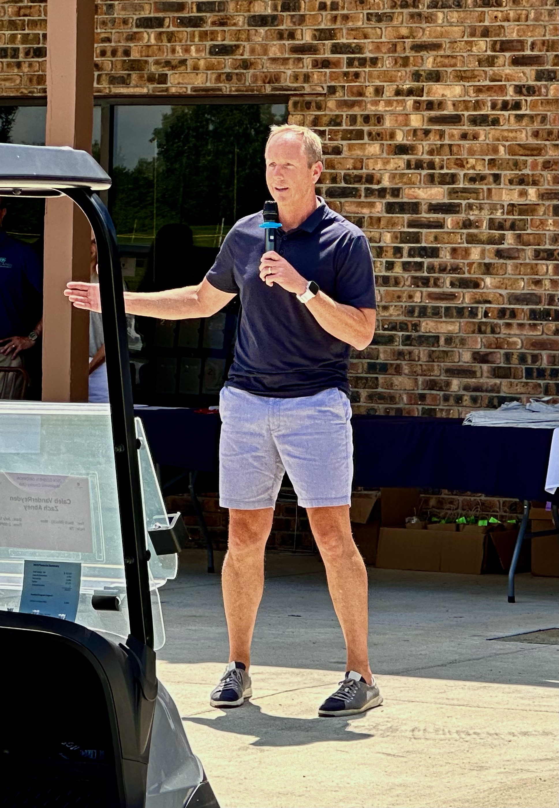 Former GHS Head Coach Brent Baldwin speaks at the 2024 Gridiron Golf Outing.